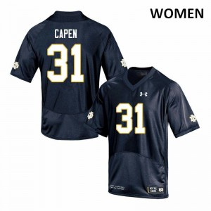 #31 Cole Capen Notre Dame Fighting Irish Women's Game Football Jersey Navy