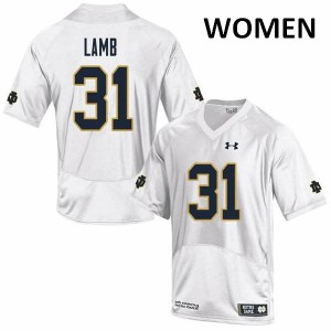 #31 Jack Lamb University of Notre Dame Women's Game Stitch Jerseys White