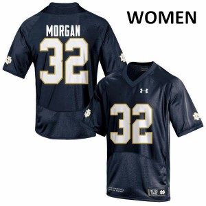 #32 D.J. Morgan Fighting Irish Women's Game Stitched Jerseys Navy Blue