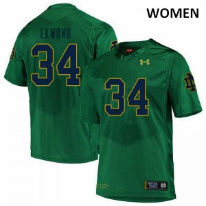 #34 Osita Ekwonu Irish Women's Game Stitch Jerseys Green