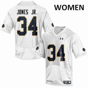 #34 Tony Jones Jr. Fighting Irish Women's Game College Jerseys White