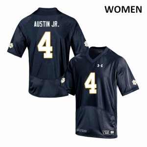 #4 Kevin Austin Jr. Notre Dame Fighting Irish Women's Game Stitched Jerseys Navy