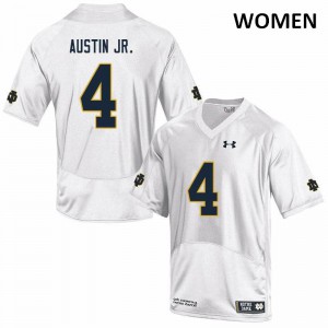 #4 Kevin Austin Jr. University of Notre Dame Women's Game College Jerseys White