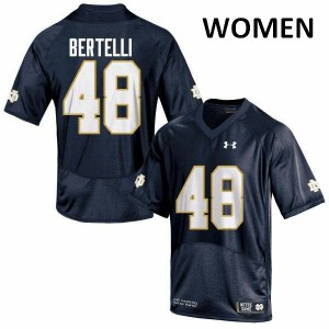 #48 Angelo Bertelli UND Women's Game Embroidery Jerseys Navy Blue
