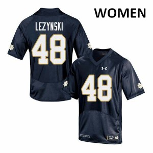 #48 Xavier Lezynski Irish Women's Game Stitched Jerseys Navy