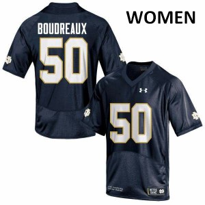 #50 Parker Boudreaux Notre Dame Fighting Irish Women's Game Football Jerseys Navy Blue