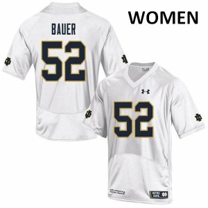 #52 Bo Bauer UND Women's Game Football Jersey White