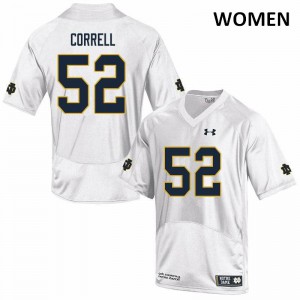#52 Zeke Correll Notre Dame Women's Game College Jersey White