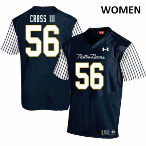 #56 Howard Cross III University of Notre Dame Women's Alternate Game Official Jerseys Navy Blue