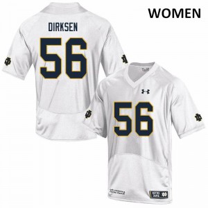 #56 John Dirksen Irish Women's Game Football Jerseys White