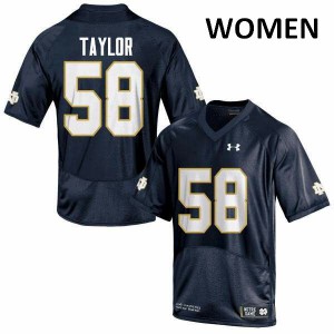 #58 Elijah Taylor Notre Dame Fighting Irish Women's Game Player Jerseys Navy Blue