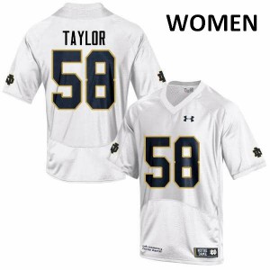 #58 Elijah Taylor Notre Dame Fighting Irish Women's Game NCAA Jersey White