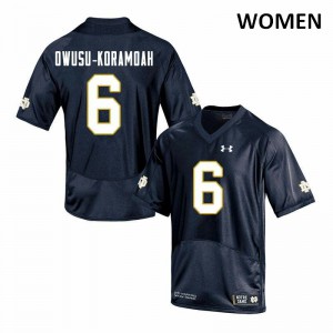 #6 Jeremiah Owusu-Koramoah Notre Dame Fighting Irish Women's Game Stitched Jersey Navy