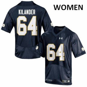 #64 Ryan Kilander Fighting Irish Women's Game College Jersey Navy Blue