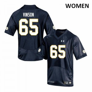 #65 Michael Vinson Notre Dame Fighting Irish Women's Game NCAA Jersey Navy