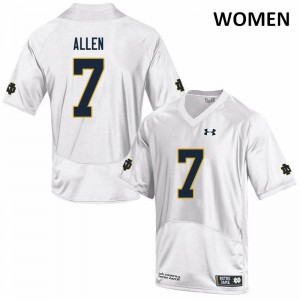 #7 Derrik Allen Irish Women's Game Stitched Jerseys White