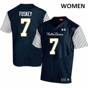 #7 Isaiah Foskey UND Women's Alternate Game Stitched Jersey Navy Blue