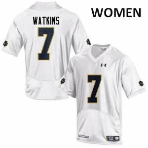 #7 Nick Watkins University of Notre Dame Women's Game Embroidery Jersey White