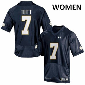 #7 Stephon Tuitt University of Notre Dame Women's Game Player Jerseys Navy Blue