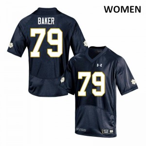 #79 Tosh Baker University of Notre Dame Women's Game Stitched Jerseys Navy