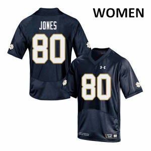 #80 Micah Jones UND Women's Game Football Jerseys Navy