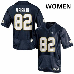 #82 Nic Weishar UND Women's Game NCAA Jerseys Navy Blue