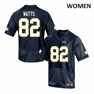 #82 Xavier Watts University of Notre Dame Women's Game Stitch Jersey Navy