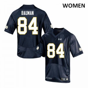 #84 Kevin Bauman Notre Dame Fighting Irish Women's Game Stitch Jersey Navy