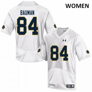 #84 Kevin Bauman University of Notre Dame Women's Game Player Jersey White