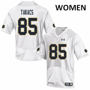 #85 George Takacs Notre Dame Women's Game Football Jersey White