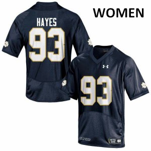 #93 Jay Hayes Irish Women's Game Football Jerseys Navy Blue