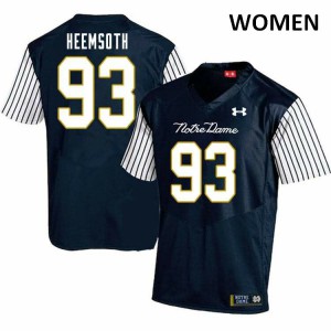 #93 Zane Heemsoth Notre Dame Fighting Irish Women's Alternate Game College Jerseys Navy Blue