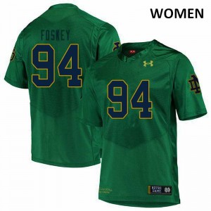 #94 Isaiah Foskey Notre Dame Fighting Irish Women's Game Stitched Jersey Green