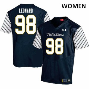 #98 Harrison Leonard Irish Women's Alternate Game Stitch Jerseys Navy Blue