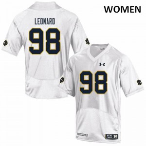 #98 Harrison Leonard University of Notre Dame Women's Game Football Jersey White