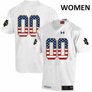#00 Custom Notre Dame Women's USA Flag University Jersey White