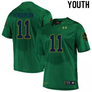 #11 Ramon Henderson University of Notre Dame Youth Game Embroidery Jerseys Green