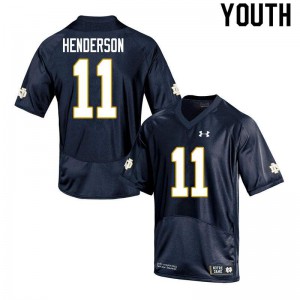 #11 Ramon Henderson Notre Dame Youth Game University Jersey Navy