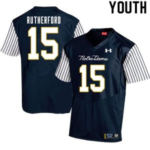 #15 Isaiah Rutherford UND Youth Alternate Game Stitched Jerseys Navy Blue