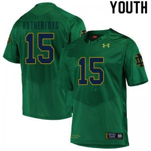 #15 Isaiah Rutherford Notre Dame Fighting Irish Youth Game NCAA Jerseys Green
