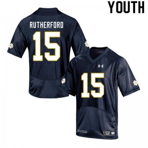 #15 Isaiah Rutherford University of Notre Dame Youth Game Football Jerseys Navy