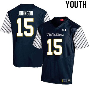 #15 Jordan Johnson Notre Dame Fighting Irish Youth Alternate Game Football Jersey Navy Blue