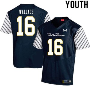 #16 KJ Wallace Irish Youth Alternate Game University Jersey Navy Blue
