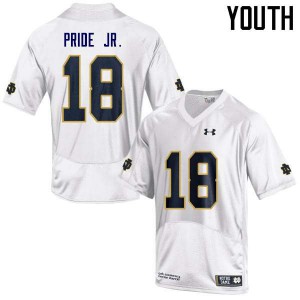 #18 Troy Pride Jr. Notre Dame Fighting Irish Youth Game Stitch Jerseys White
