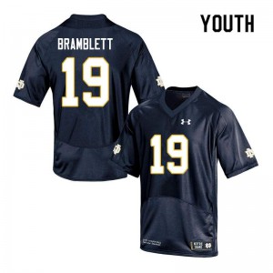 #19 Jay Bramblett University of Notre Dame Youth Game Official Jerseys Navy