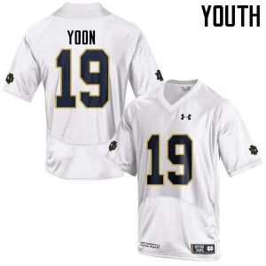 #19 Justin Yoon Notre Dame Fighting Irish Youth Game Football Jerseys White