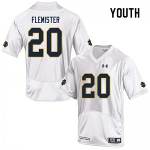 #20 C'Bo Flemister University of Notre Dame Youth Game Football Jerseys White