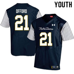 #21 Caleb Offord Notre Dame Youth Alternate Game Player Jerseys Navy Blue