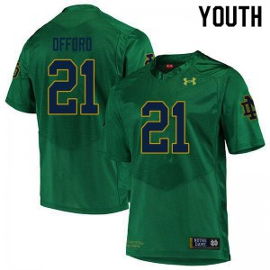 #21 Caleb Offord Notre Dame Youth Game College Jersey Green