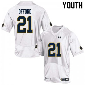 #21 Caleb Offord University of Notre Dame Youth Game Stitched Jersey White